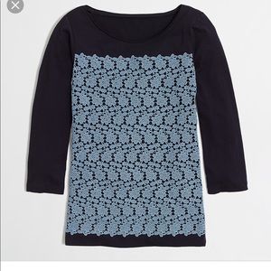 J crew factory three quarter sleeve lace front tee